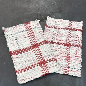 Handwoven Recycled Bags Red and White Placemats